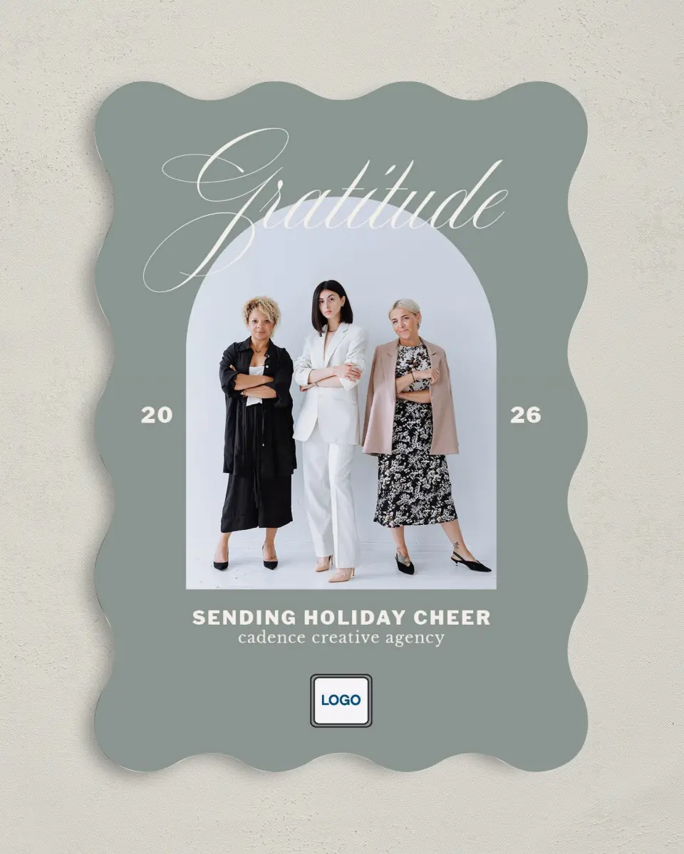 This is a 5" x 7" Christmas Card called Chic Holiday printed in full color on Premium Smooth paper