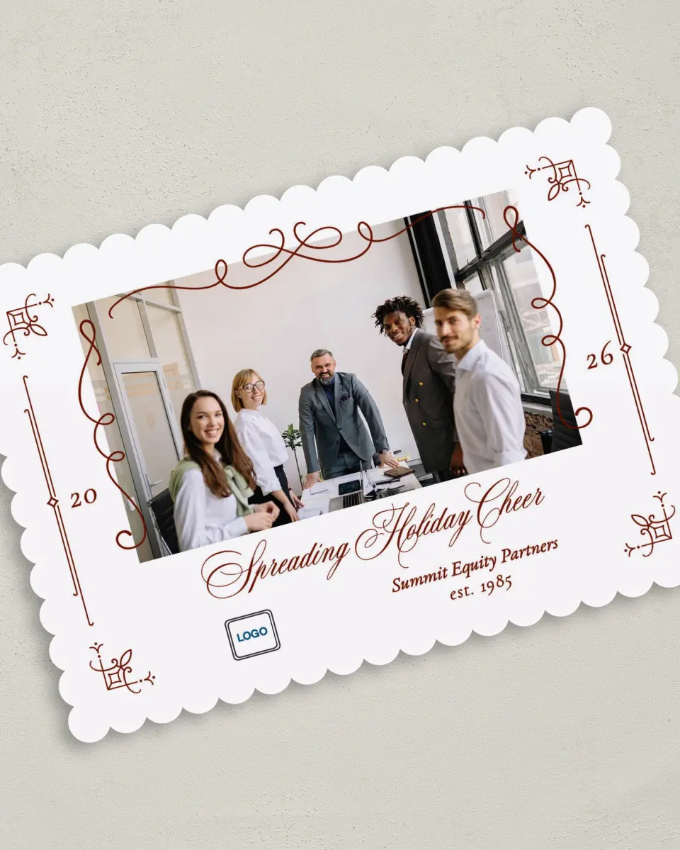 This is a 5" x 7" Christmas Card called Detailed Deal printed in full color on Premium Smooth paper on Premium Smooth paper on Premium Smooth paper