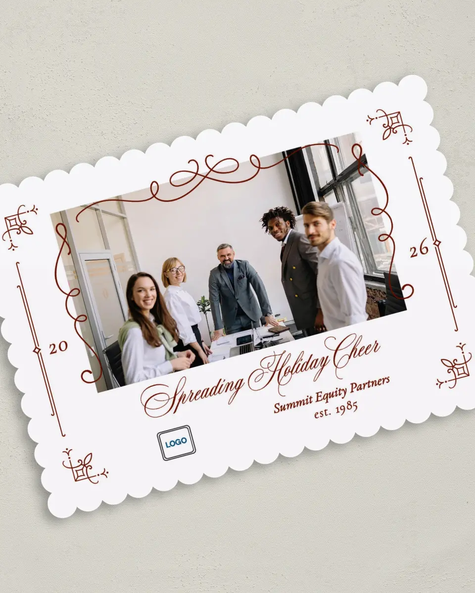 This is a 5" x 7" Christmas Card called Detailed Deal printed in full color on Premium Smooth paper on Premium Smooth paper on Premium Smooth paper