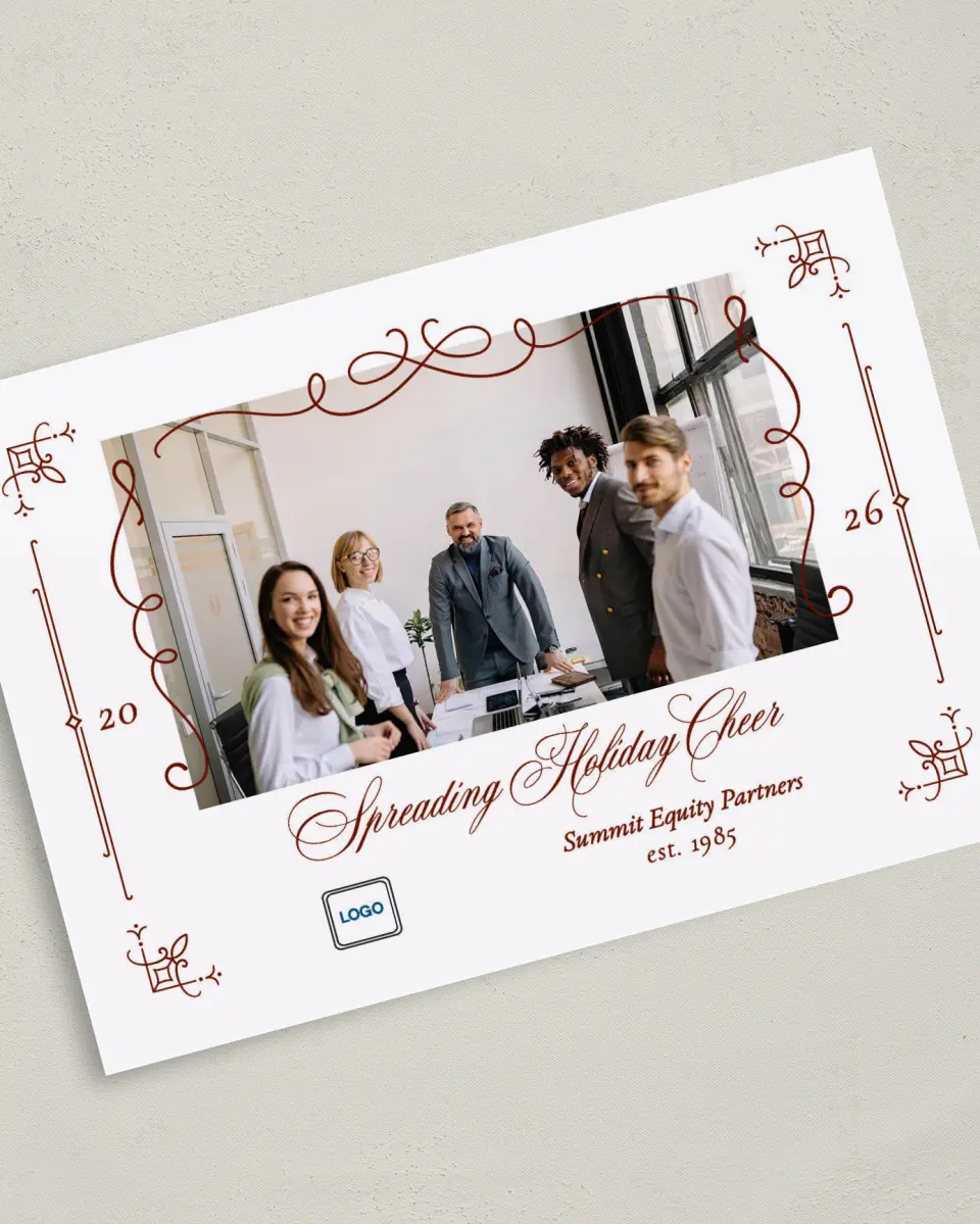 This is a 5" x 7" Christmas Card called Detailed Deal printed in full color on Premium Smooth paper