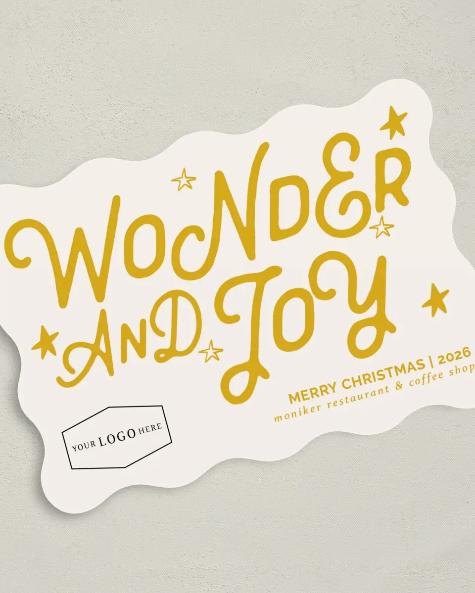This is a 5" x 7" Christmas Card called Wonder & Joy printed in full color on Premium Smooth paper