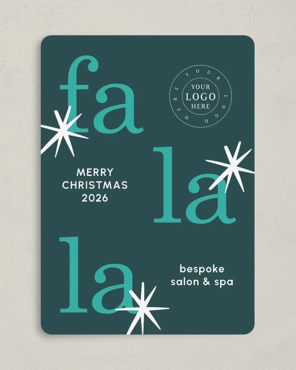 This is a 5" x 7" Christmas Card called Fa La La Spa printed in full color on Premium Smooth paper