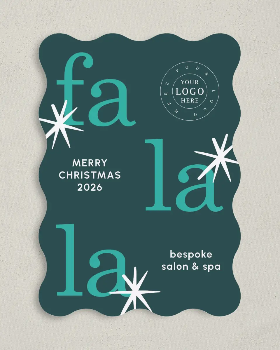 This is a 5" x 7" Christmas Card called Fa La La Spa printed in full color on Premium Smooth paper