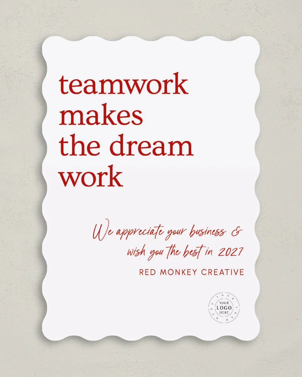 This is a 5" x 7" Christmas Card called Teamwork Dream Work printed in full color on Premium Smooth paper