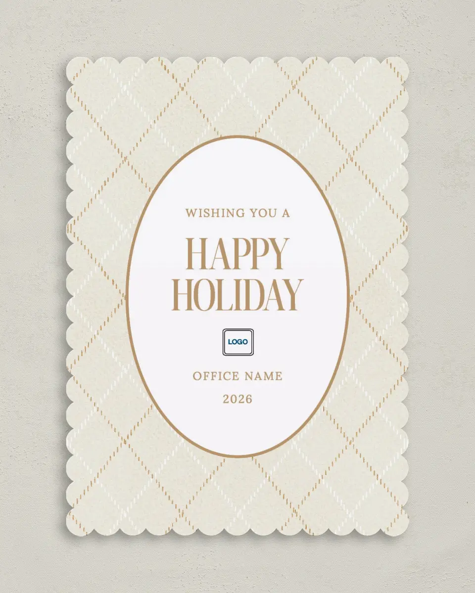 This is a 5" x 7" Christmas Card called Plaid Pattern printed in full color on Premium Smooth paper on Premium Smooth paper on Premium Smooth paper