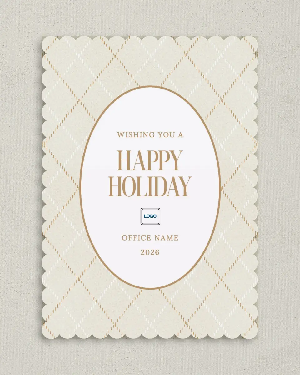 This is a 5" x 7" Christmas Card called Plaid Pattern printed in full color on Premium Smooth paper on Premium Smooth paper on Premium Smooth paper