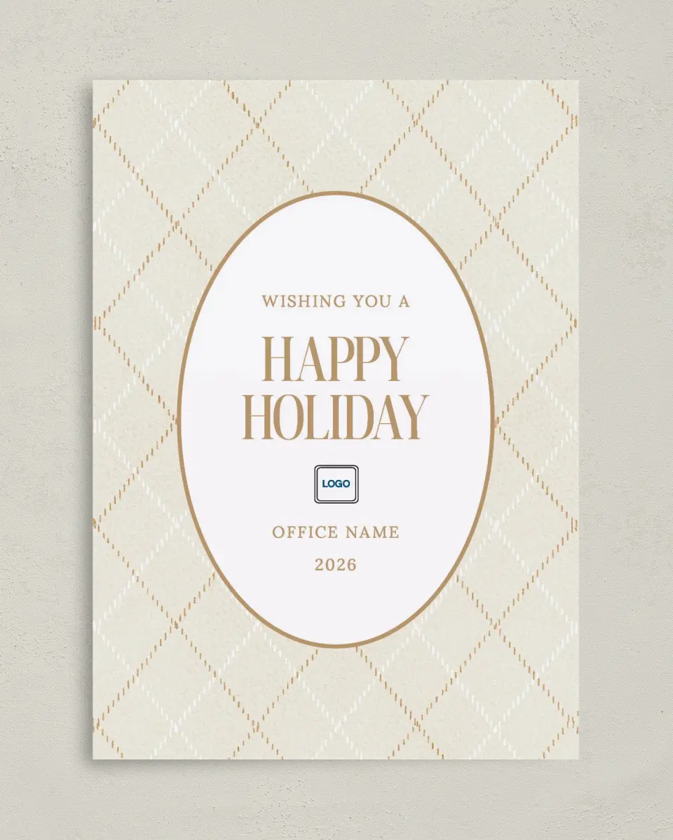 This is a 5" x 7" Christmas Card called Plaid Pattern printed in full color on Premium Smooth paper