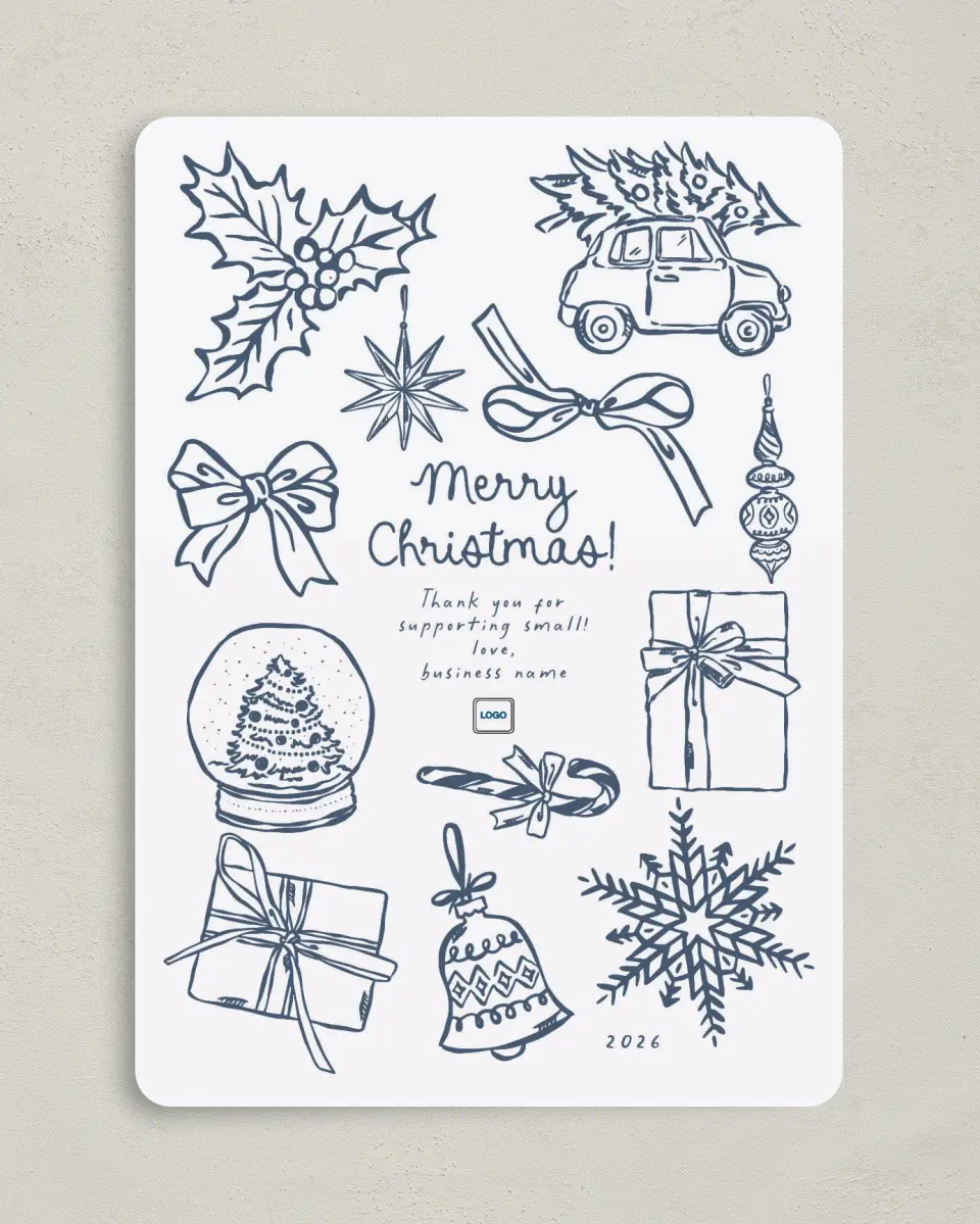This is a 5" x 7" Christmas Card called Small Business printed in full color on Premium Smooth paper