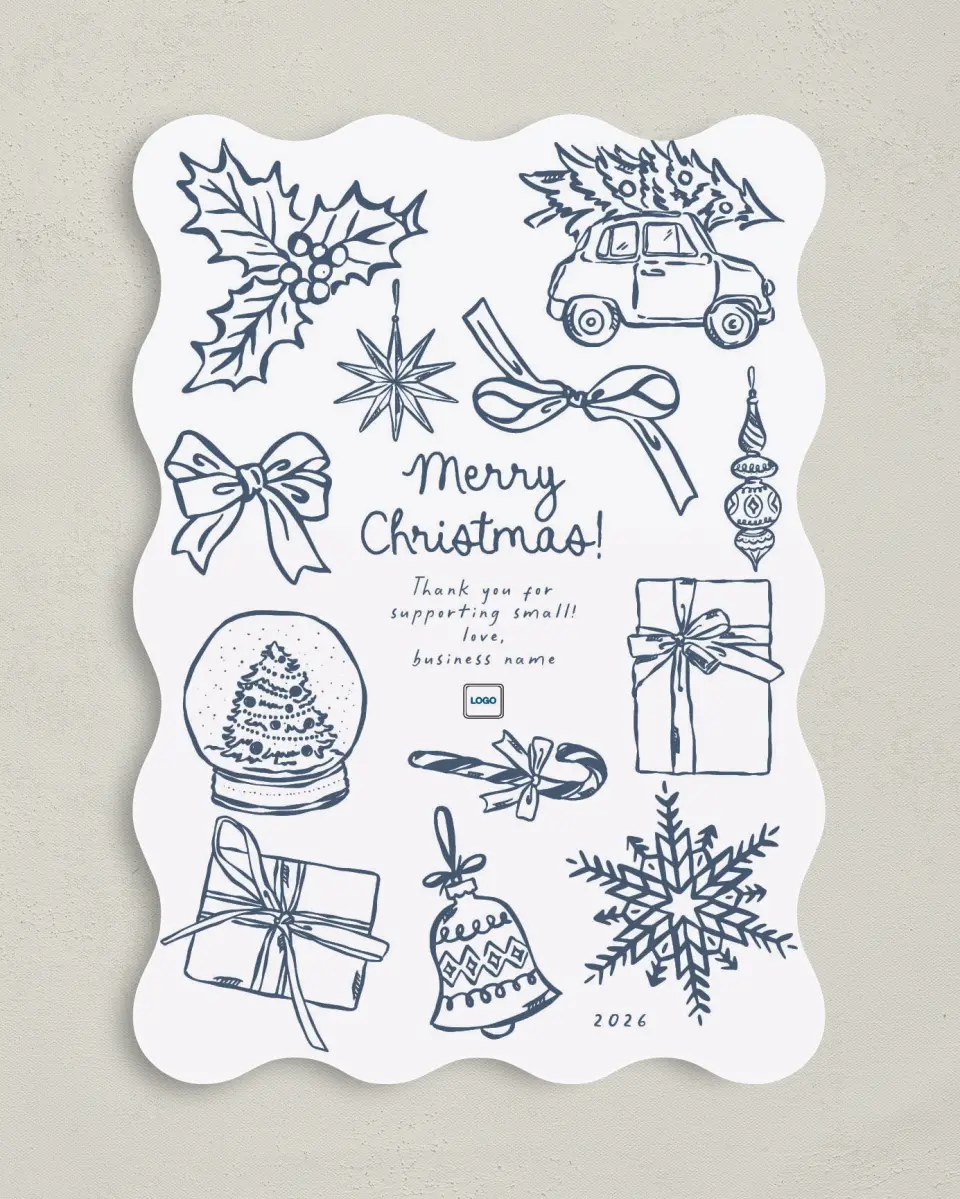 This is a 5" x 7" Christmas Card called Small Business printed in full color on Premium Smooth paper