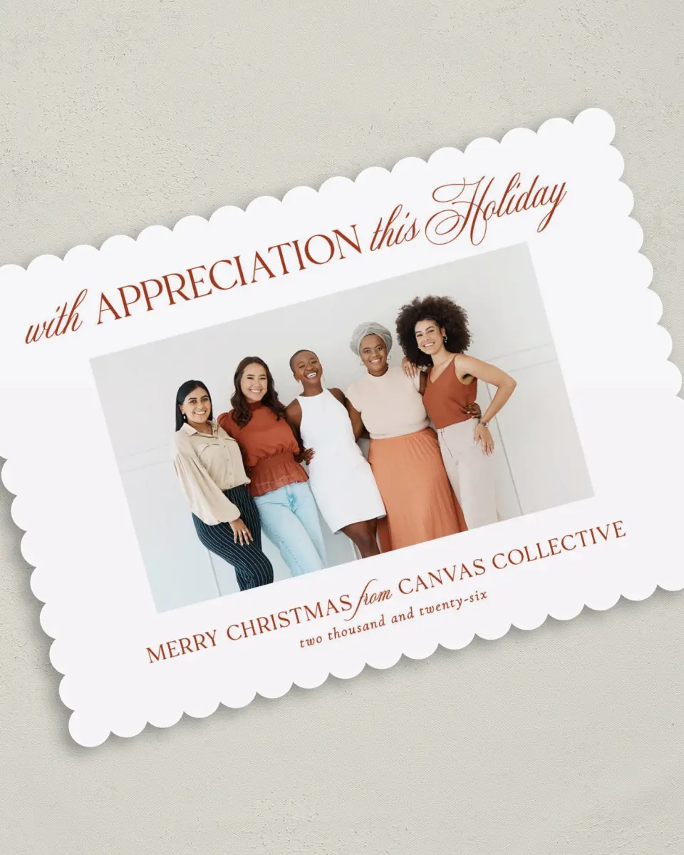 This is a 5" x 7" Christmas Card called Holiday Appreciation printed in full color on Premium Smooth paper on Premium Smooth paper on Premium Smooth paper
