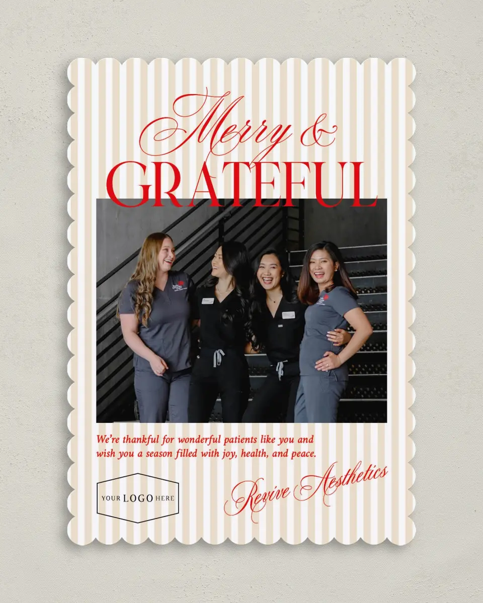 This is a 5" x 7" Christmas Card called Grateful Wishes printed in full color on Premium Smooth paper on Premium Smooth paper on Premium Smooth paper