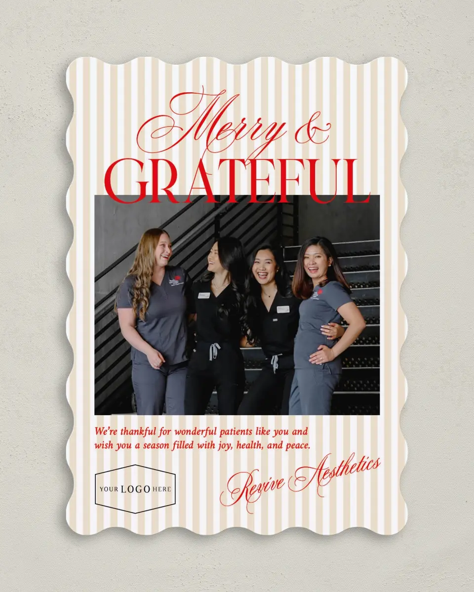 This is a 5" x 7" Christmas Card called Grateful Wishes printed in full color on Premium Smooth paper