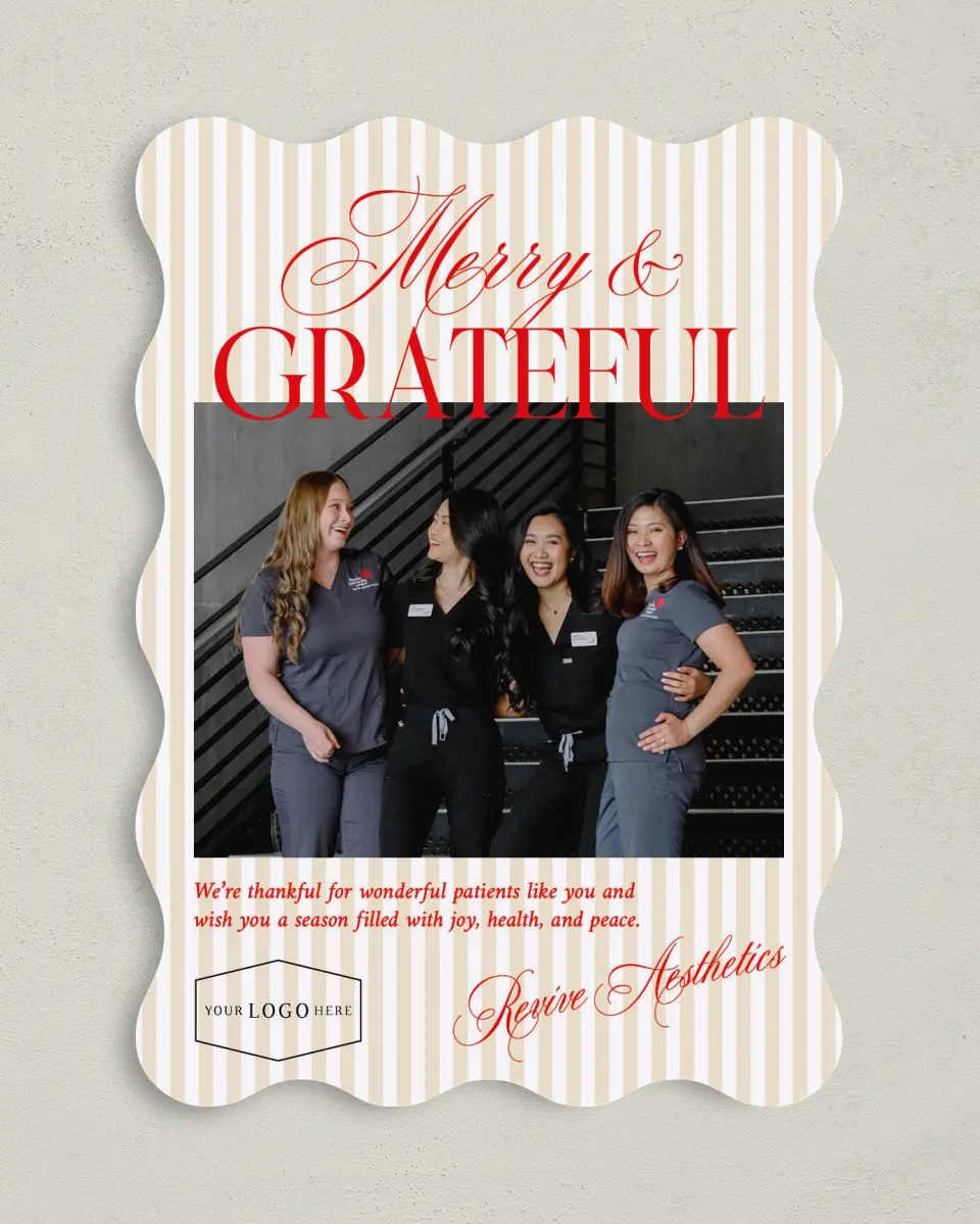 This is a 5" x 7" Christmas Card called Grateful Wishes printed in full color on Premium Smooth paper
