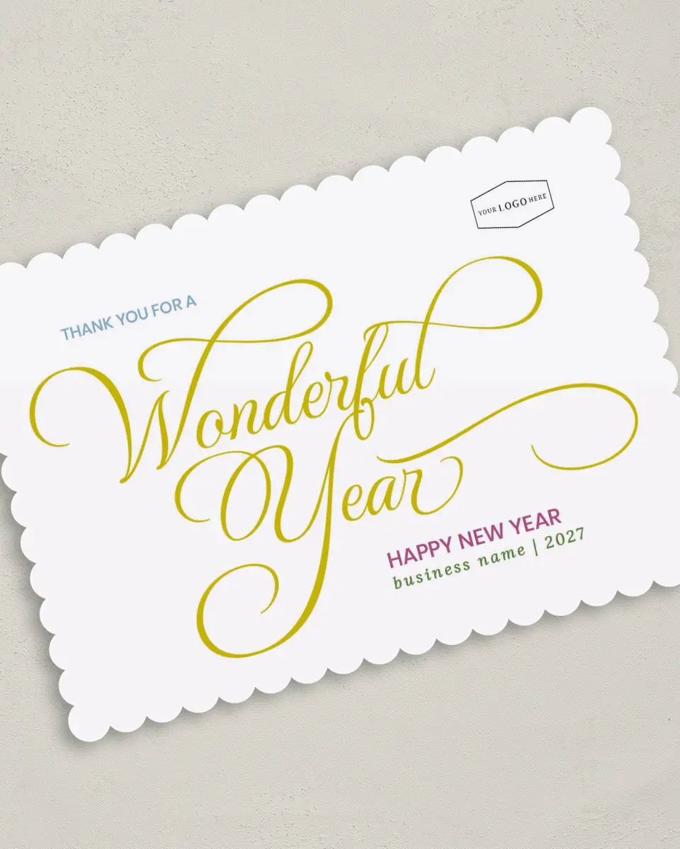 This is a 5" x 7" Christmas Card called A Wonderful Year printed in full color on Premium Smooth paper on Premium Smooth paper on Premium Smooth paper