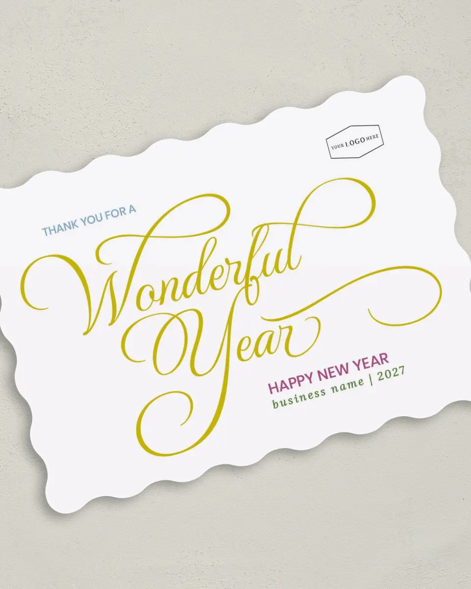 This is a 5" x 7" Christmas Card called A Wonderful Year printed in full color on Premium Smooth paper