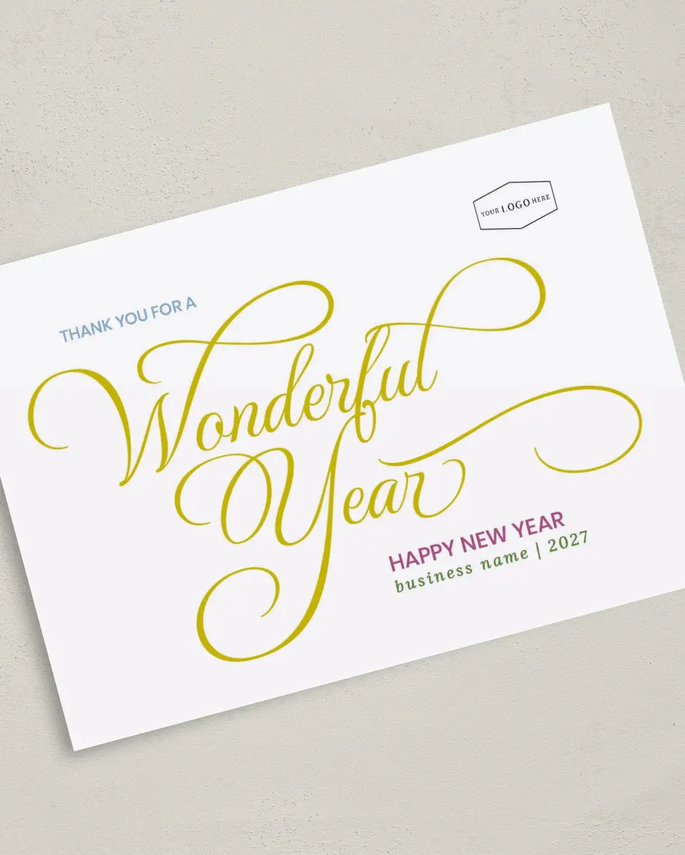 This is a 5" x 7" Christmas Card called A Wonderful Year printed in full color on Premium Smooth paper