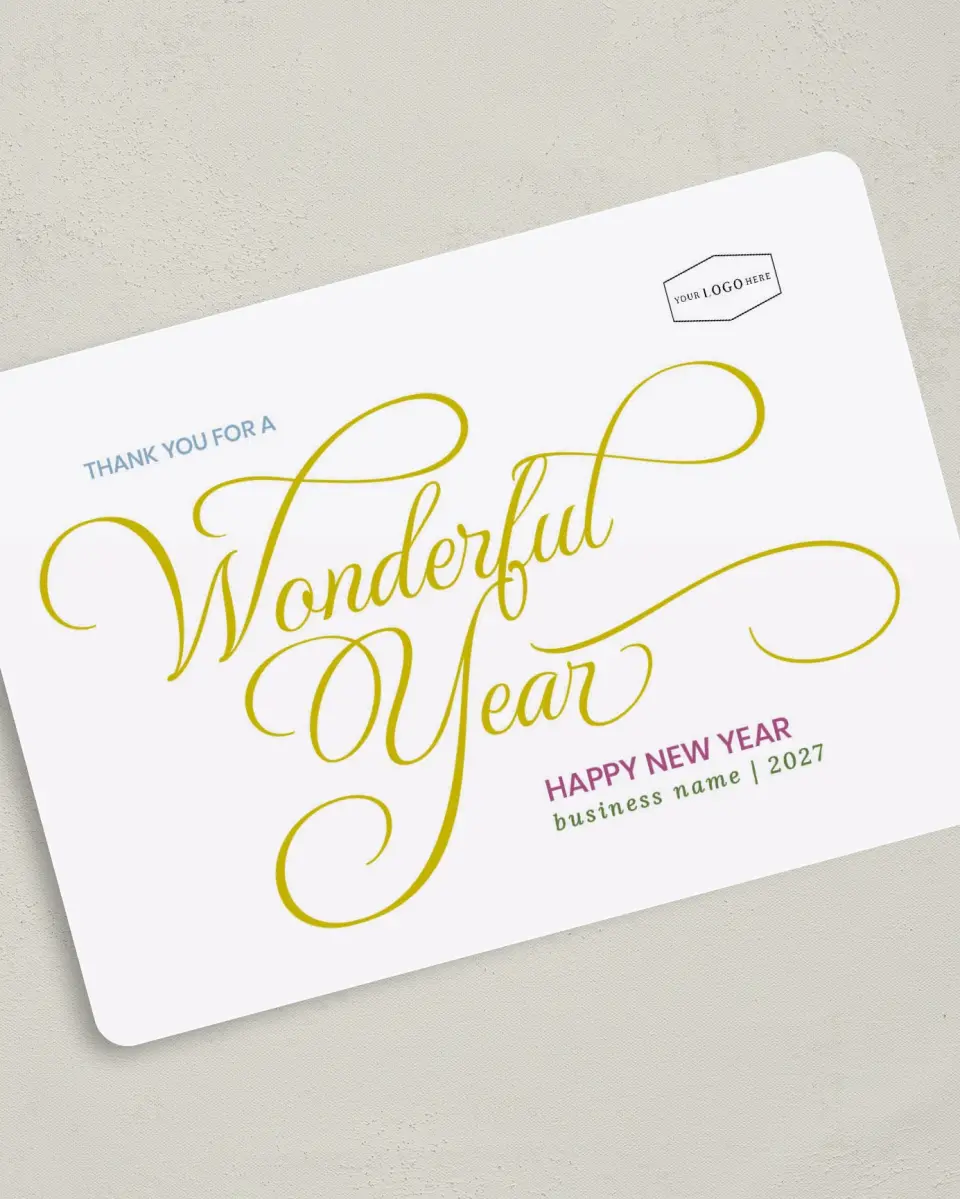 This is a 5" x 7" Christmas Card called A Wonderful Year printed in full color on Premium Smooth paper