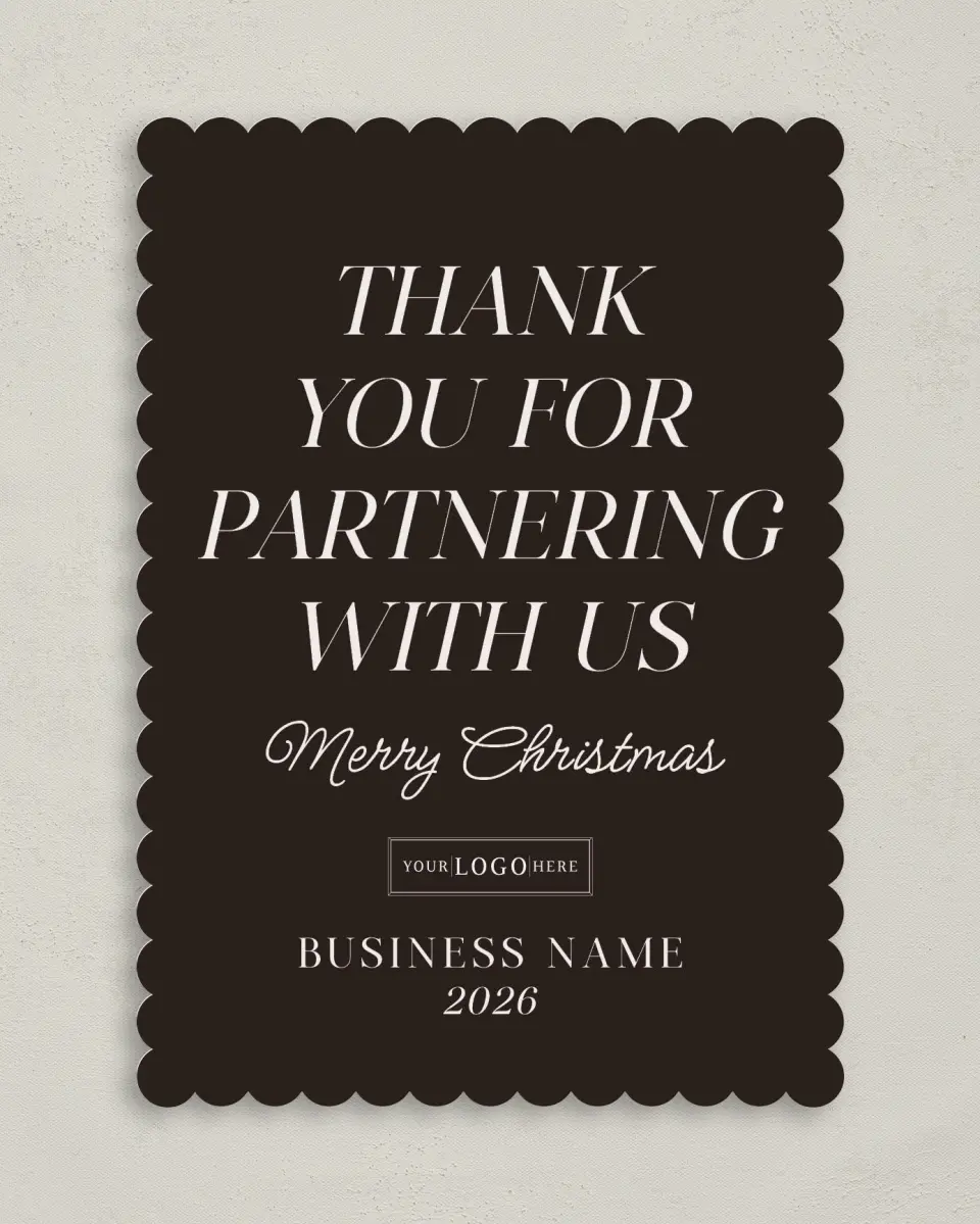 This is a 5" x 7" Christmas Card called Business Partners printed in full color on Premium Smooth paper on Premium Smooth paper on Premium Smooth paper