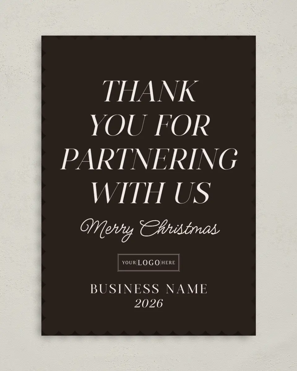 This is a 5" x 7" Christmas Card called Business Partners printed in full color on Premium Smooth paper on Premium Smooth paper on Premium Smooth paper