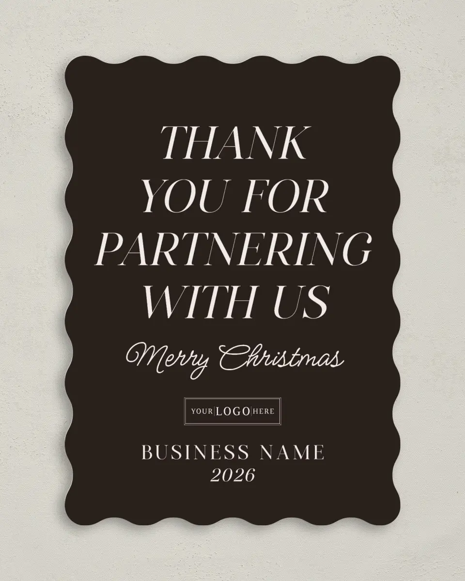 This is a 5" x 7" Christmas Card called Business Partners printed in full color on Premium Smooth paper