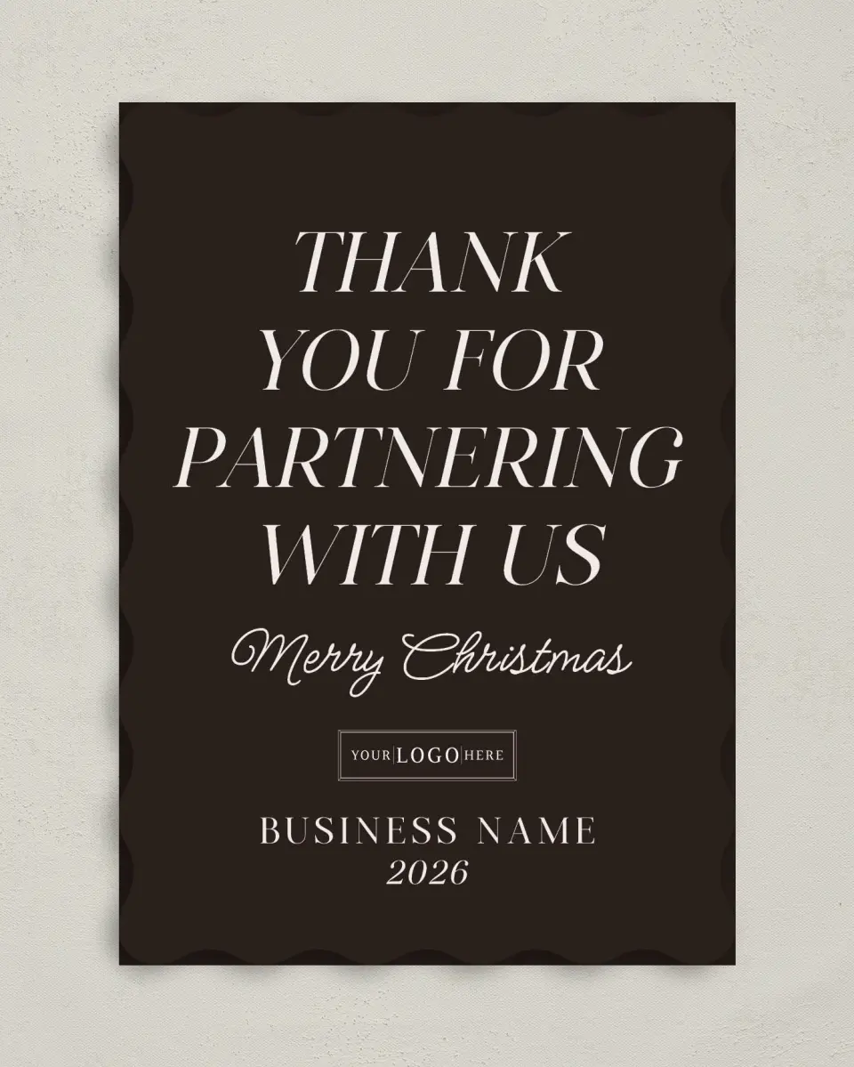 This is a 5" x 7" Christmas Card called Business Partners printed in full color on Premium Smooth paper