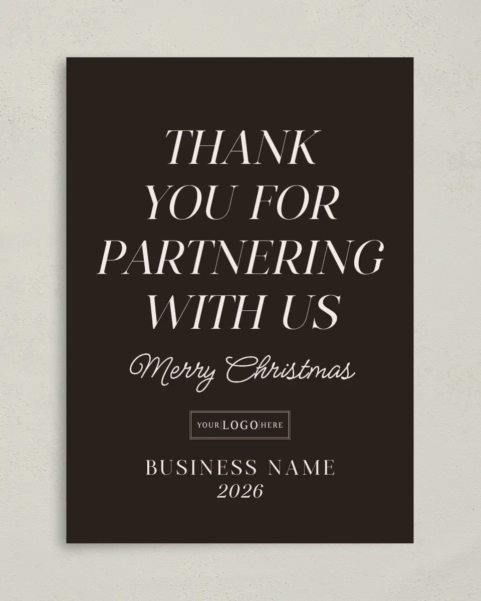 This is a 5" x 7" Christmas Card called Business Partners printed in full color on Premium Smooth paper