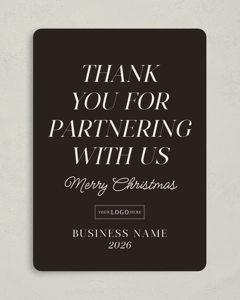 This is a 5" x 7" Christmas Card called Business Partners printed in full color on Premium Smooth paper