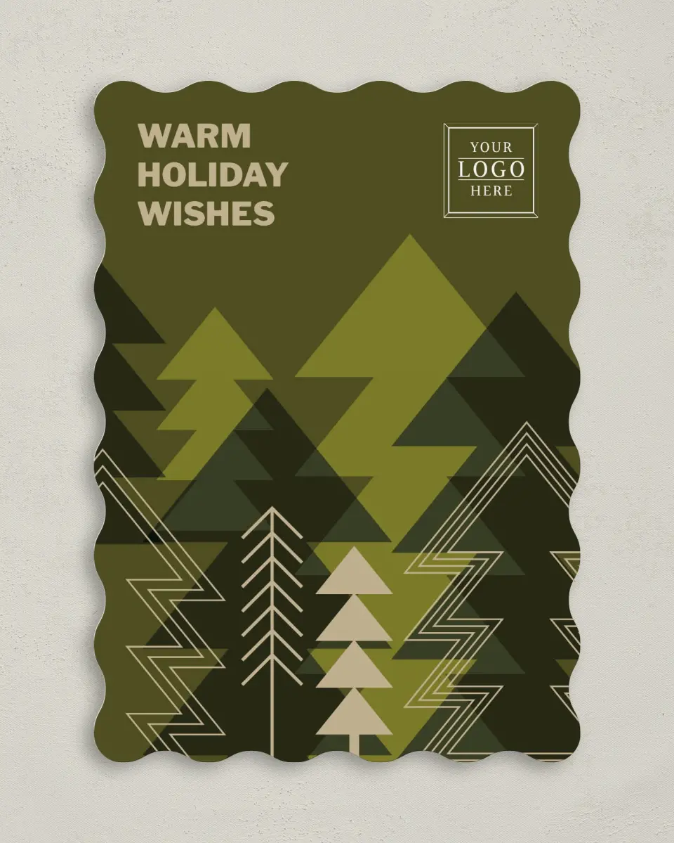 This is a 5" x 7" Christmas Card called Evergreen Angles printed in full color on Premium Smooth paper