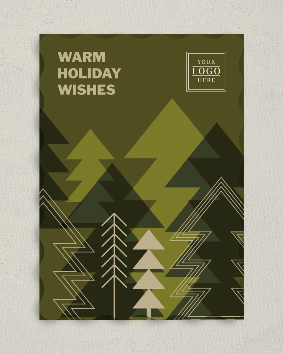 This is a 5" x 7" Christmas Card called Evergreen Angles printed in full color on Premium Smooth paper