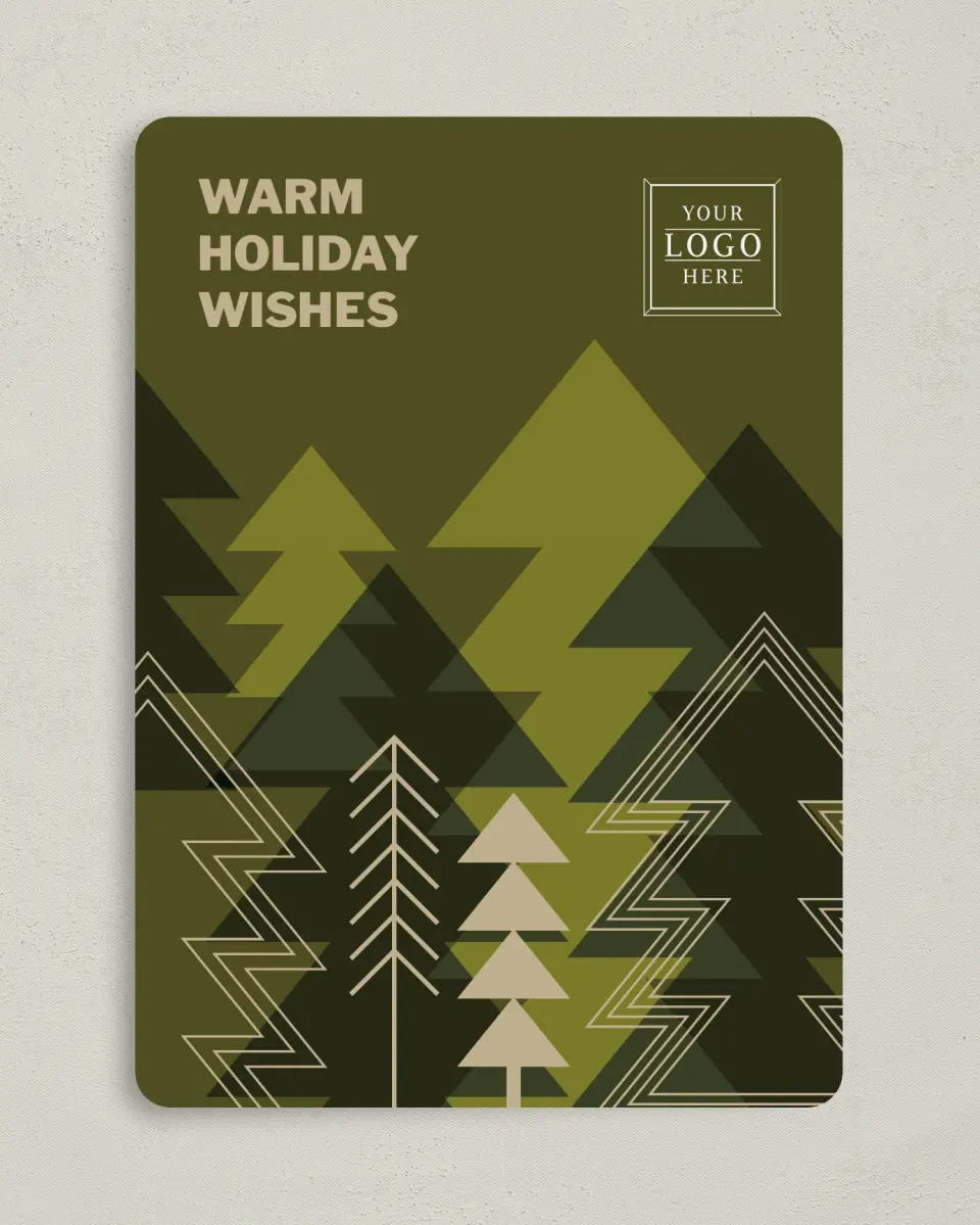 This is a 5" x 7" Christmas Card called Evergreen Angles printed in full color on Premium Smooth paper