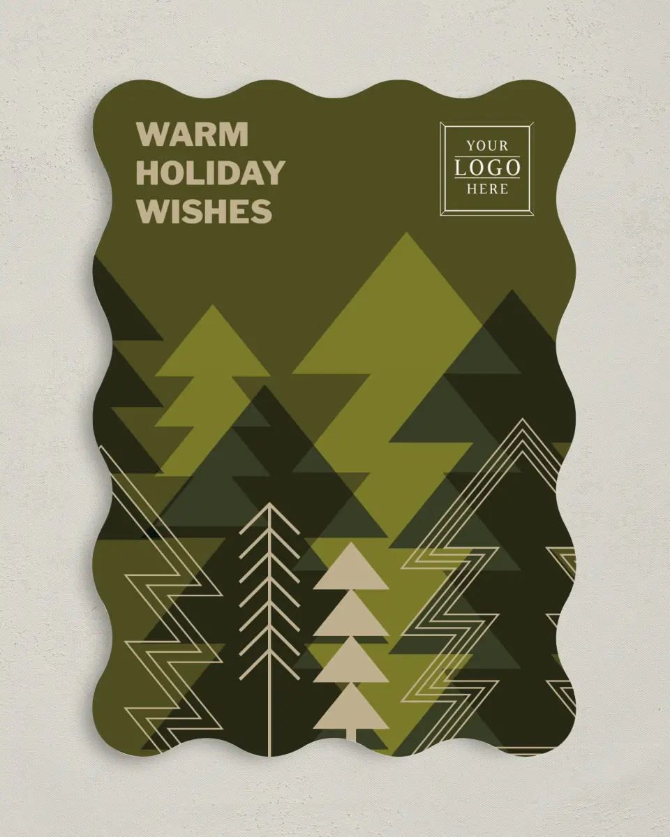 This is a 5" x 7" Christmas Card called Evergreen Angles printed in full color on Premium Smooth paper