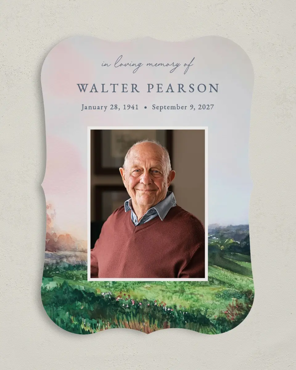 This is a 5" x 7" Memorial Card called Peaceful Horizon printed in full color on Premium Smooth paper