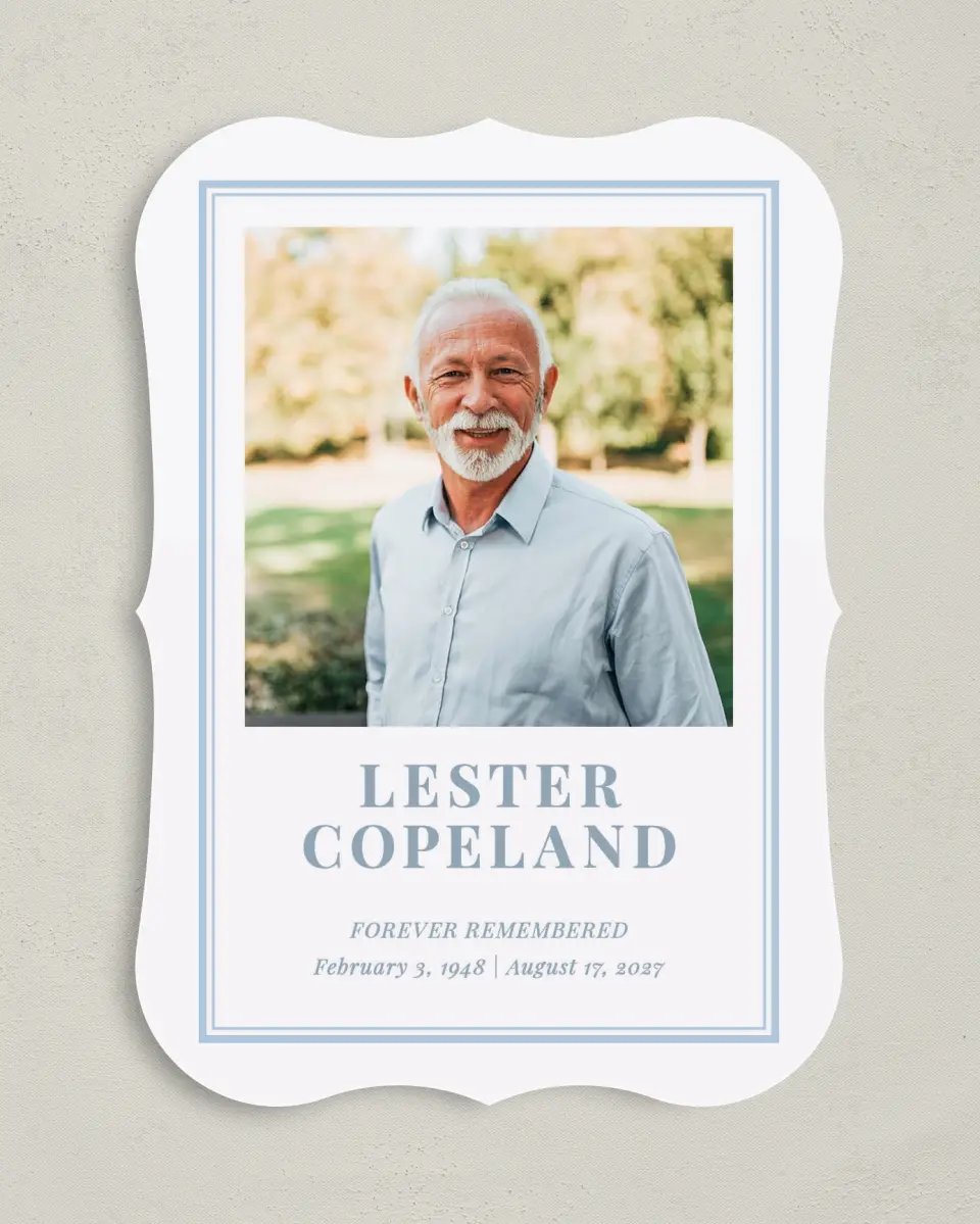 This is a 5" x 7" Memorial Card called Forever in Frame printed in full color on Premium Smooth paper