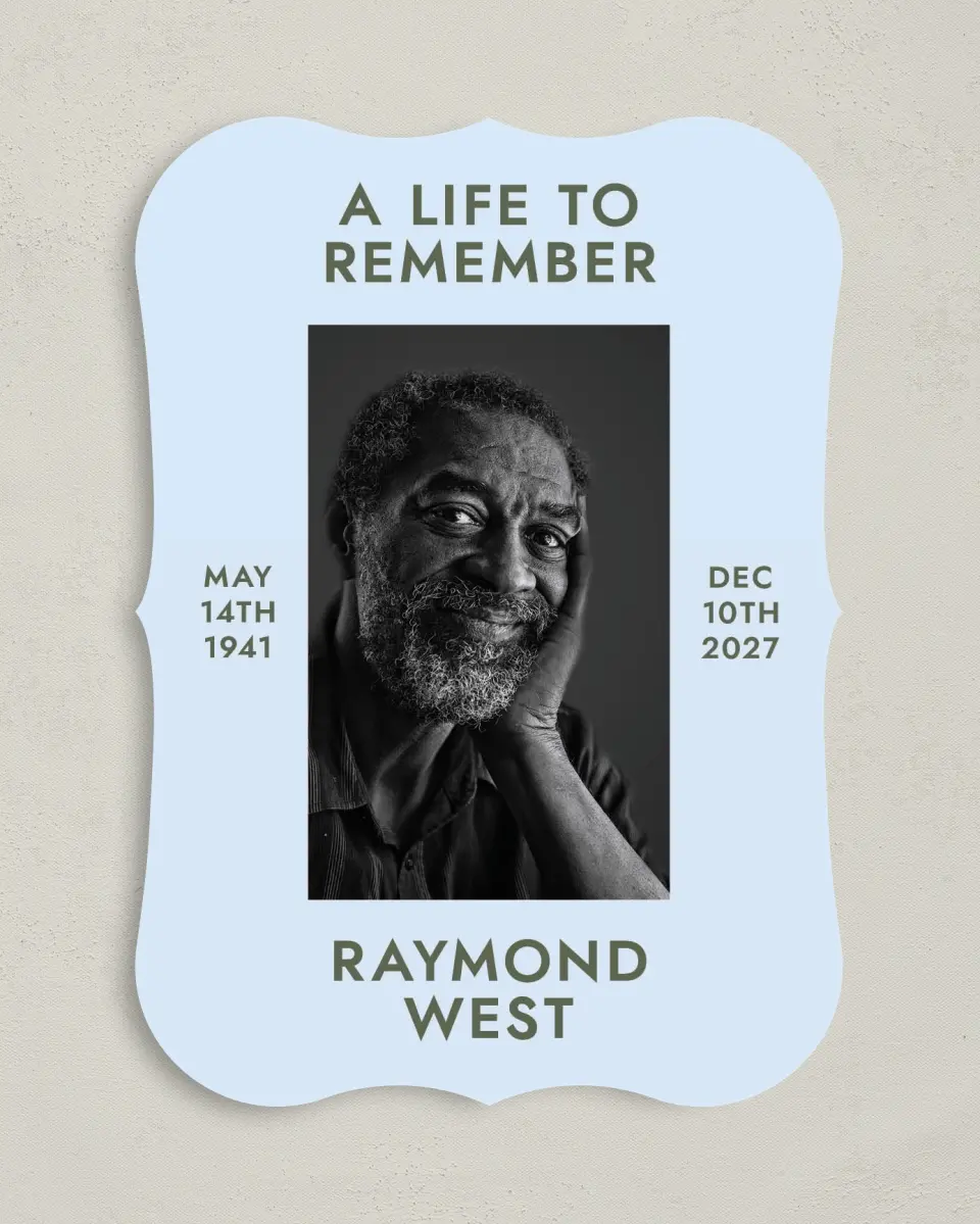This is a 5" x 7" Memorial Card called Typed Memories printed in full color on Premium Smooth paper