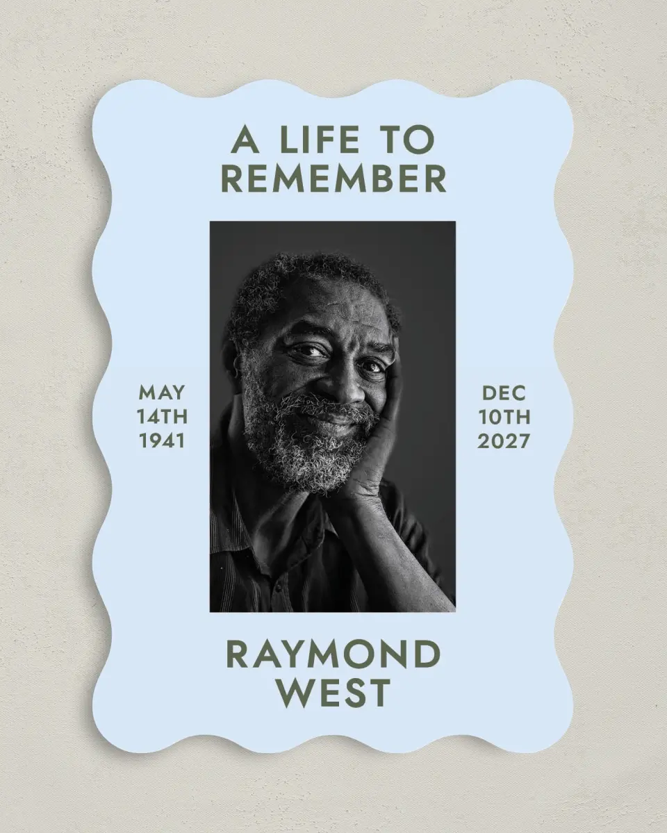 This is a 5" x 7" Memorial Card called Typed Memories printed in full color with Rose Gold foil on Luxe Satin (coated) paper