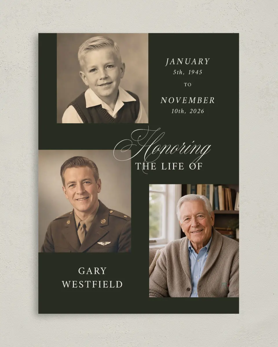 This is a 5" x 7" Memorial Card called Leaving a Legacy printed in full color on Premium Smooth paper