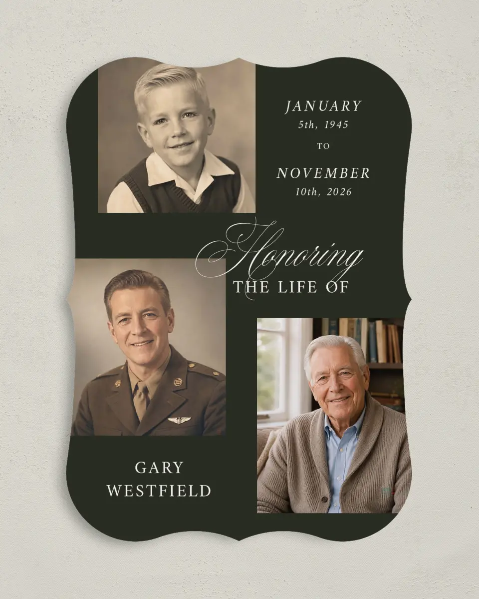 This is a 5" x 7" Memorial Card called Leaving a Legacy printed in full color on Premium Smooth paper