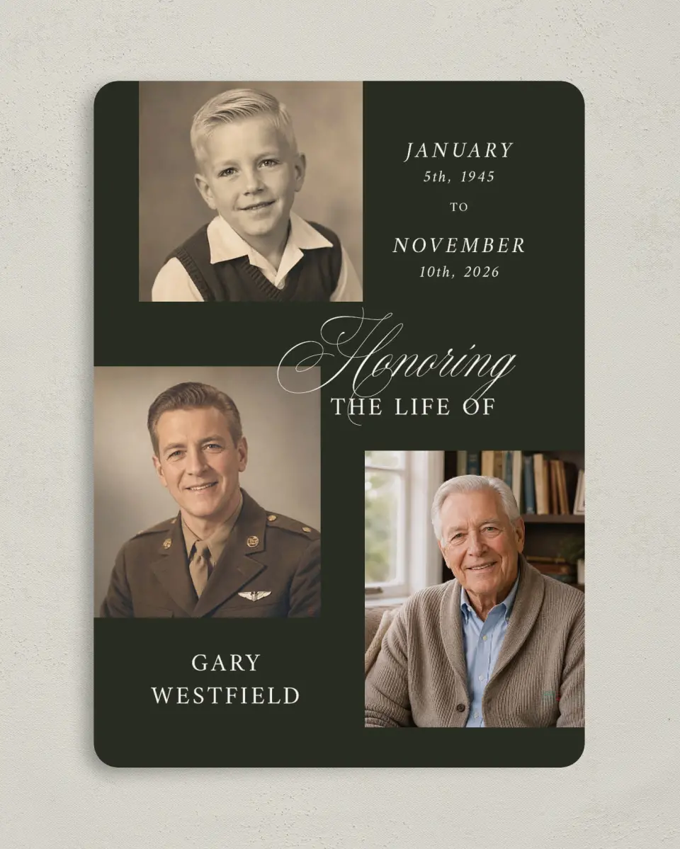 This is a 5" x 7" Memorial Card called Leaving a Legacy printed in full color on Premium Smooth paper
