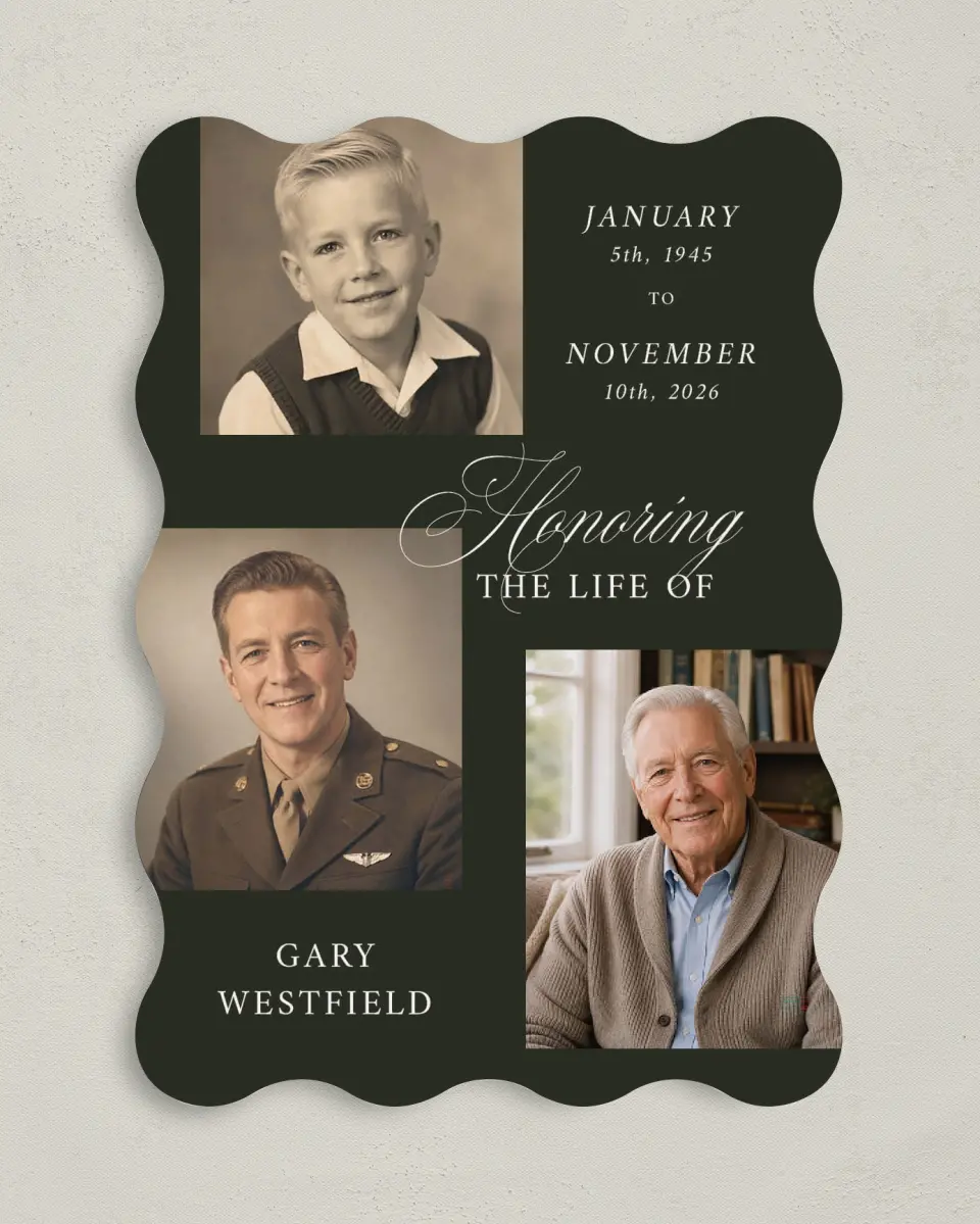 This is a 5" x 7" Memorial Card called Leaving a Legacy printed in full color on Premium Smooth paper