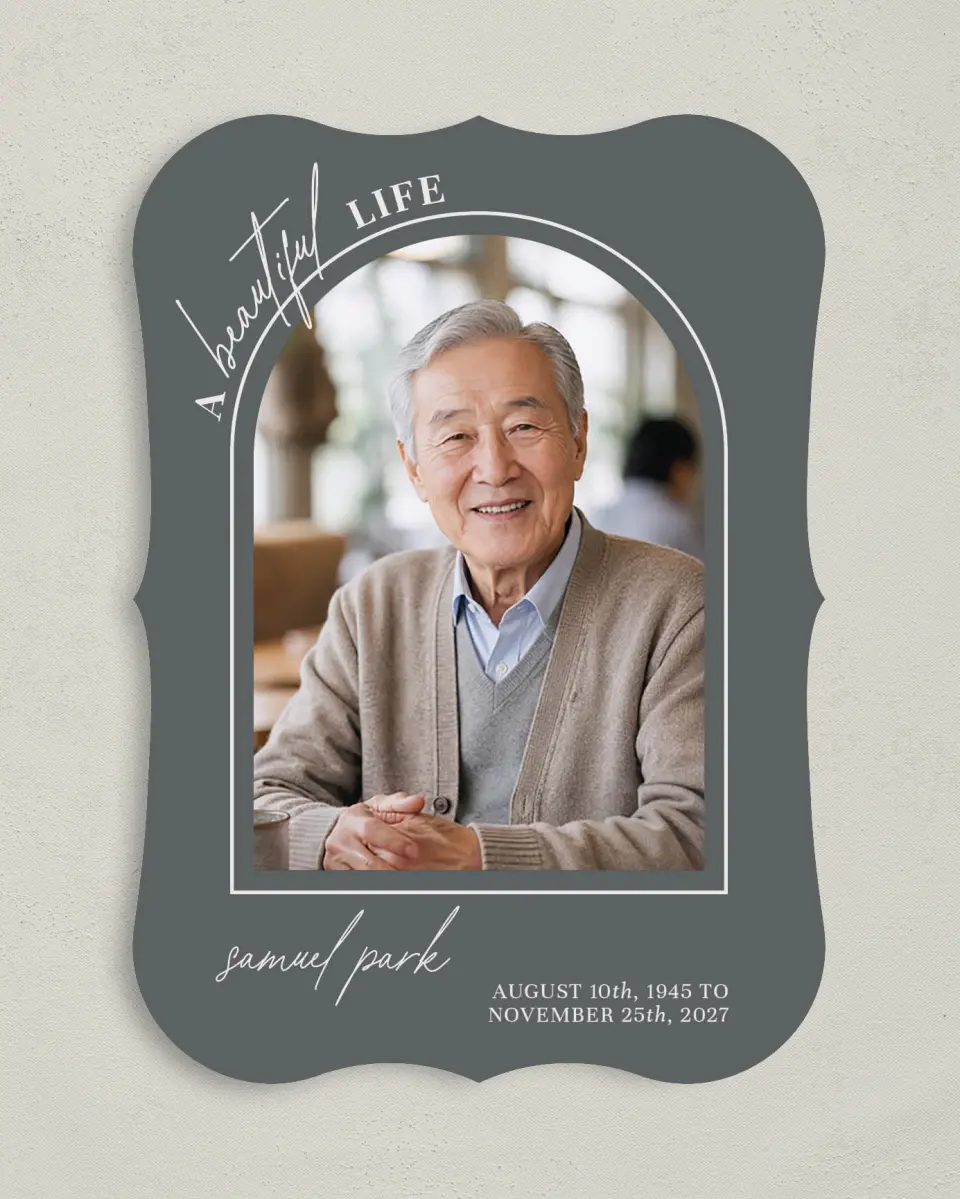 This is a 5" x 7" Memorial Card called Remembered Forever printed in full color on Premium Smooth paper