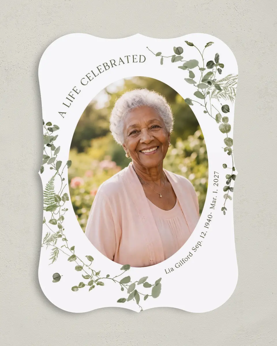 This is a 5" x 7" Memorial Card called Life Legacy printed in full color on Premium Smooth paper