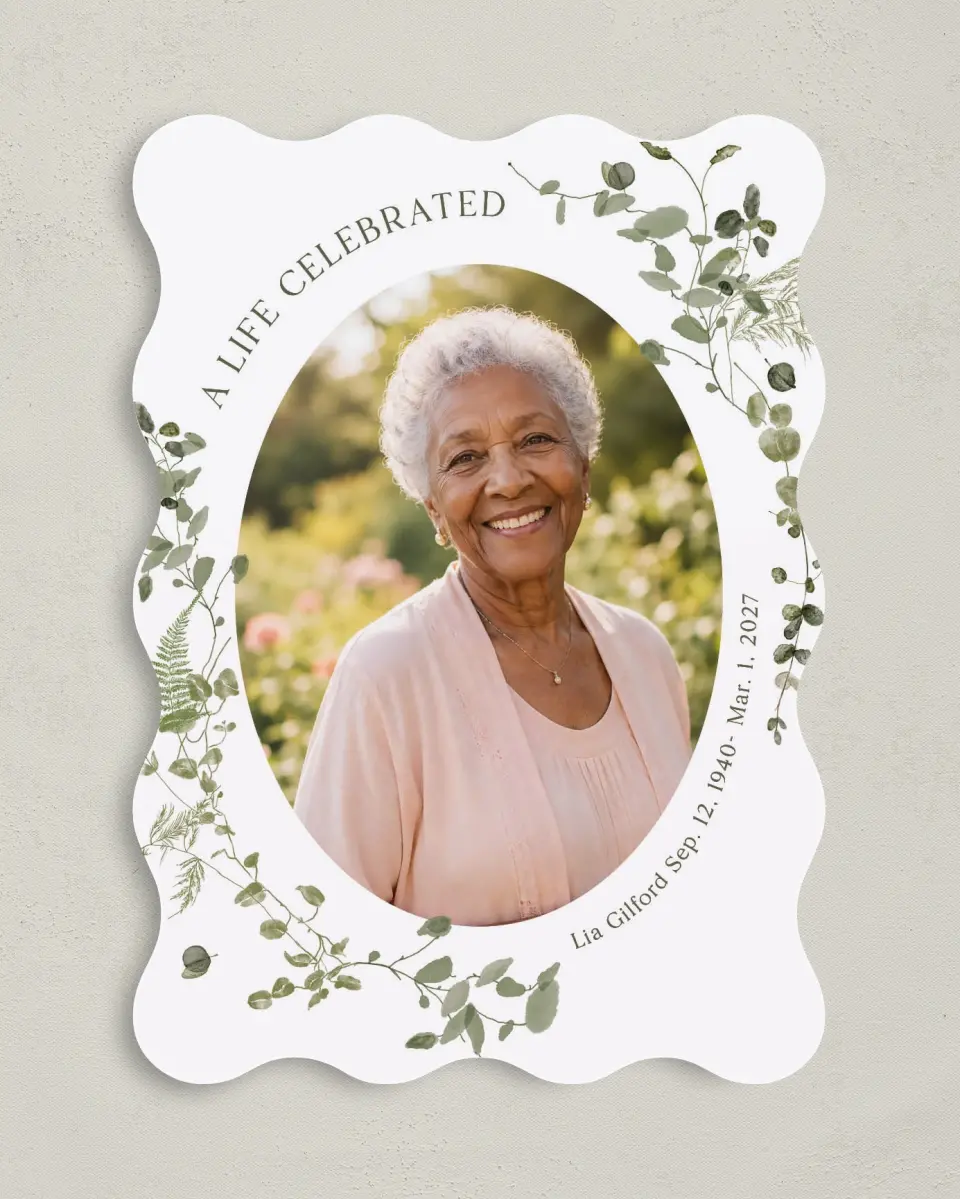 This is a 5" x 7" Memorial Card called Life Legacy printed in full color on Premium Smooth paper