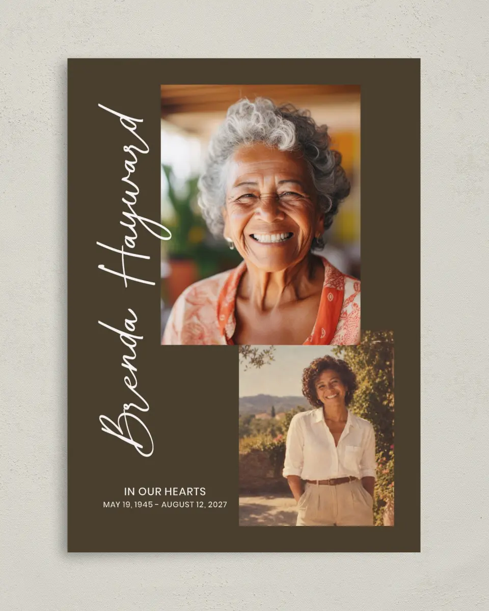 This is a 5" x 7" Memorial Card called In Our Hearts printed in full color on Premium Smooth paper