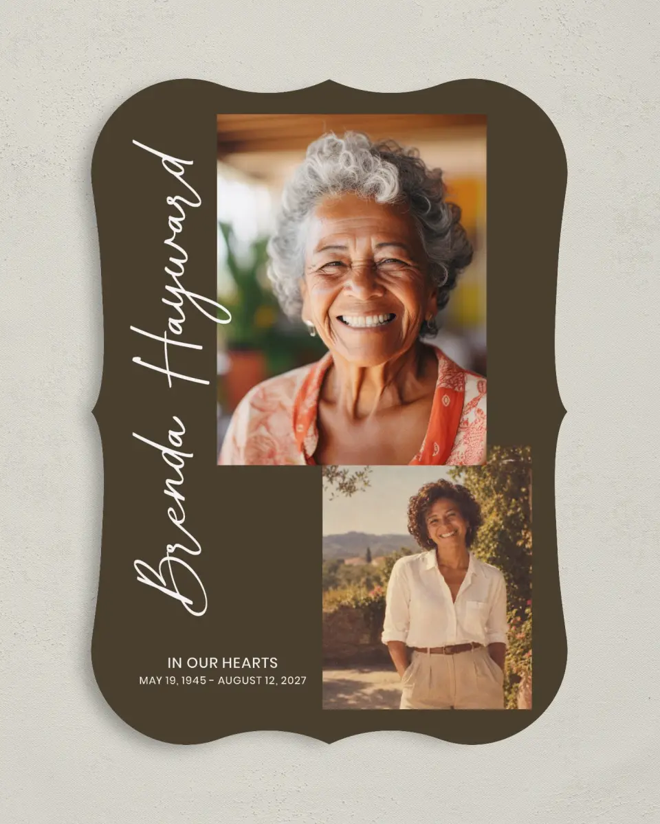 This is a 5" x 7" Memorial Card called In Our Hearts printed in full color on Premium Smooth paper