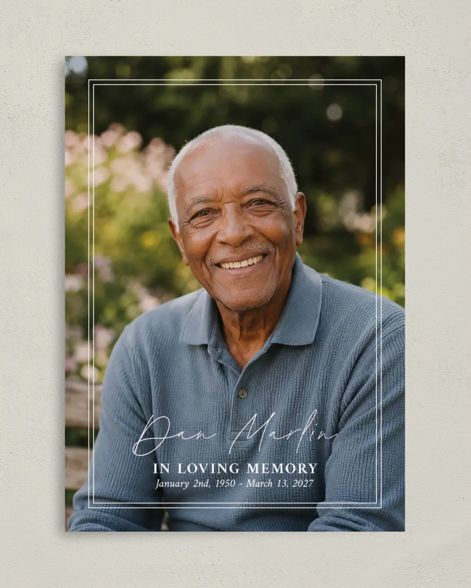 This is a 5" x 7" Memorial Card called In Memory printed in full color on Premium Smooth paper