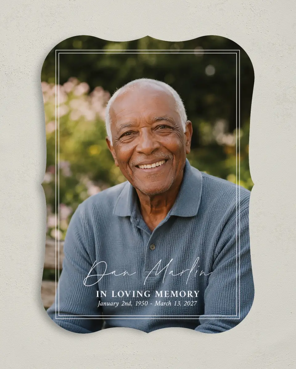This is a 5" x 7" Memorial Card called In Memory printed in full color on Premium Smooth paper