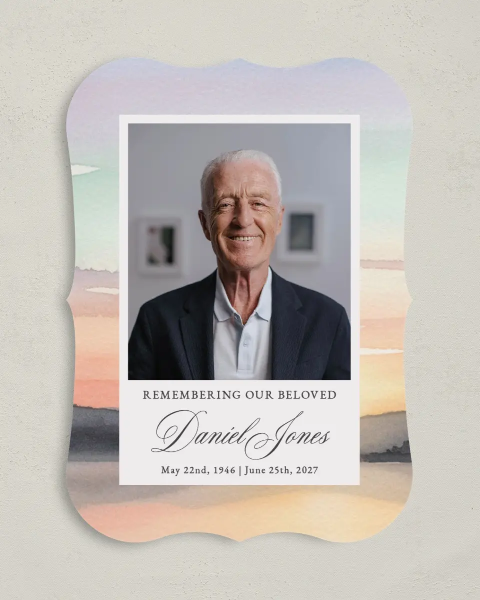 This is a 5" x 7" Memorial Card called Our Beloved printed in full color on Premium Smooth paper