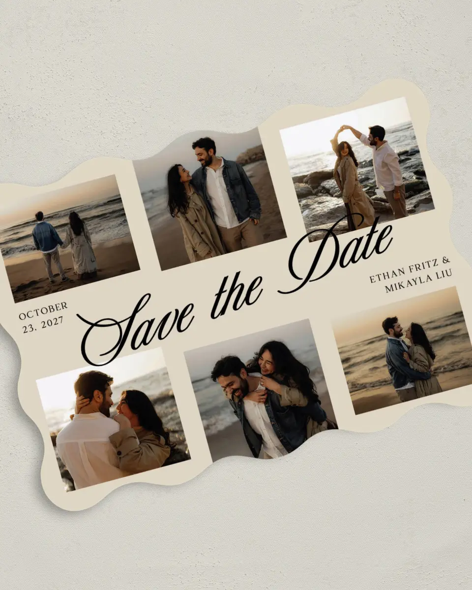 This is a 5" x 7" Save the Date Card called Our Forever printed in full color on Premium Smooth paper