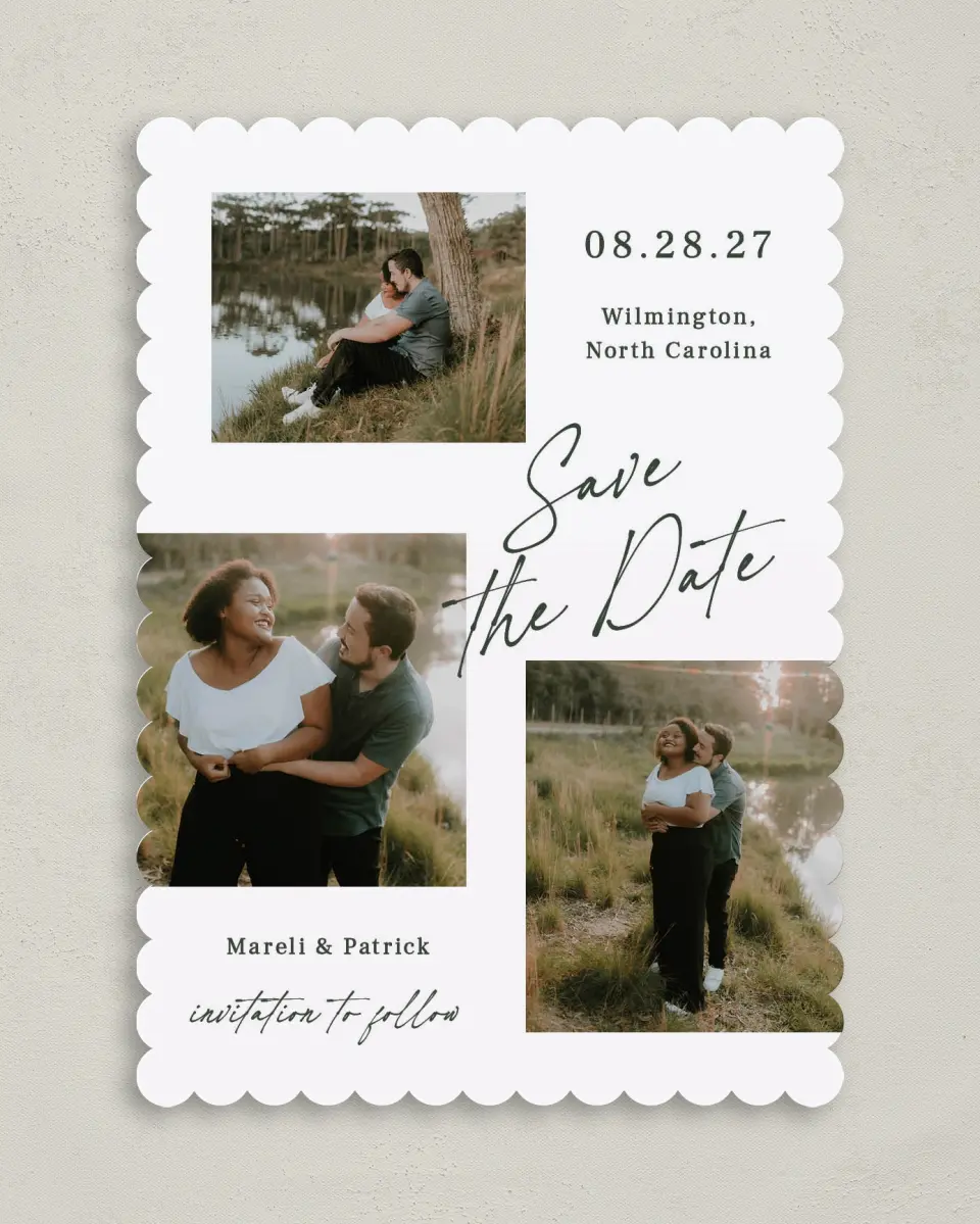 This is a 5" x 7" Save the Date Card called Forever & Always Yours printed in full color on Premium Smooth paper