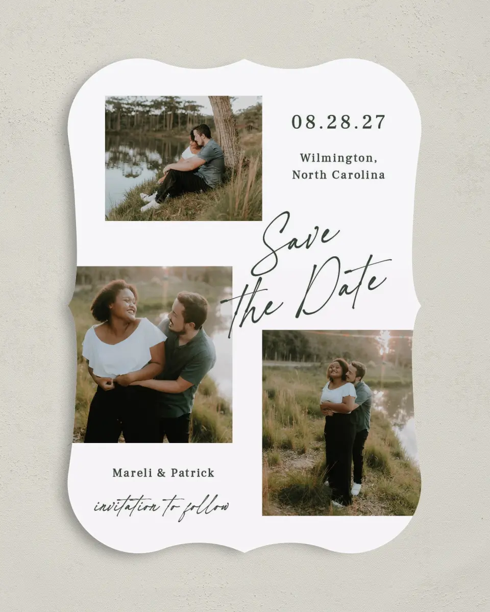 This is a 5" x 7" Save the Date Card called Forever & Always Yours printed in full color on Premium Smooth paper